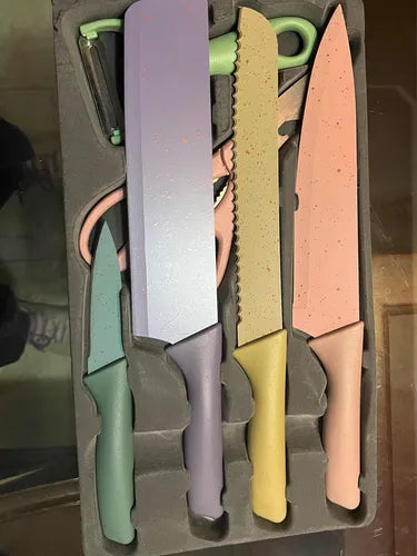 SET CUCHILLOS 6 PIEZAS COLORES