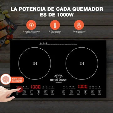 ESTUFA DE INDUCCIÓN 2 PUESTOS 110v