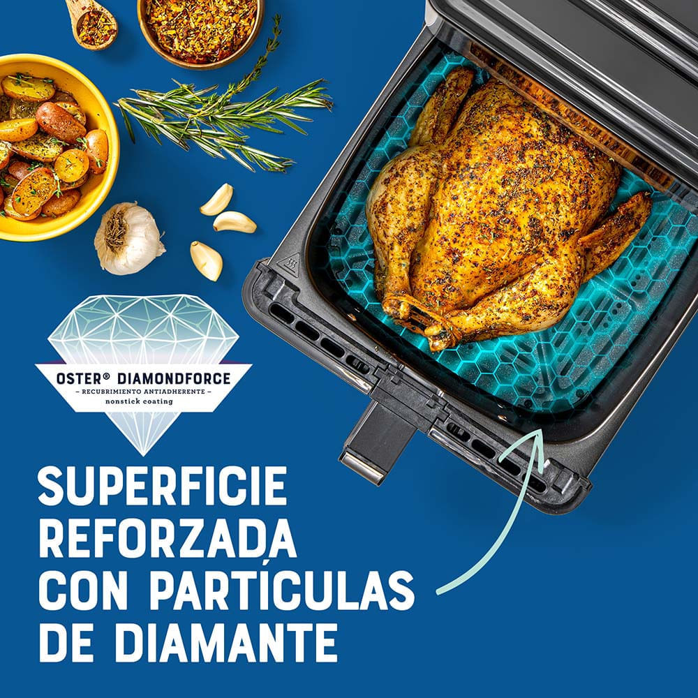 Freidora de Aire Oster®, con Panel Digital, y Capacidad de 9 Litros, Plateado, CKSTAF90D
