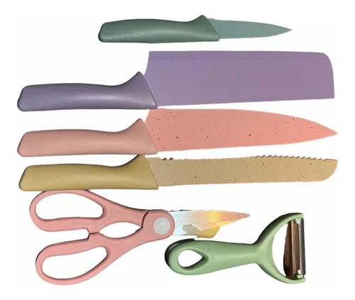 SET CUCHILLOS 6 PIEZAS COLORES
