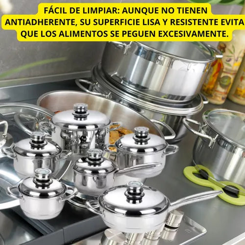 BATERÍA DE COCINA 12 PIEZAS TAPA TERMOSTATO