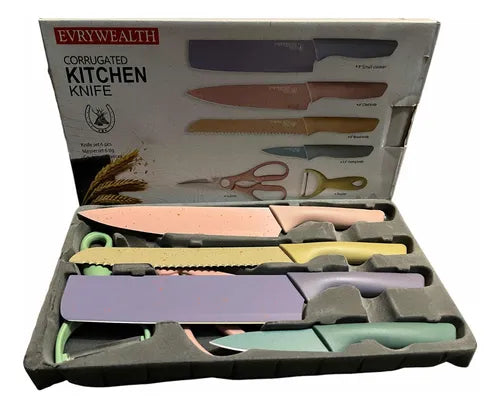 SET CUCHILLOS 6 PIEZAS COLORES