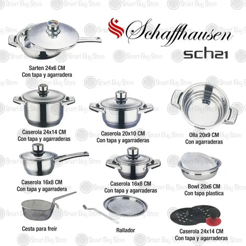 BATERÍA DE COCINA 21 PIEZAS