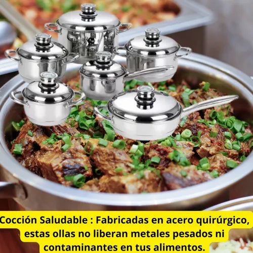 BATERÍA DE COCINA 12 PIEZAS TAPA TERMOSTATO